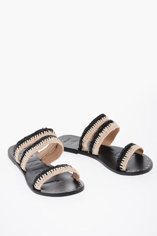 Two-Tone 3-Bands YACATA'N Raffia Sandals
