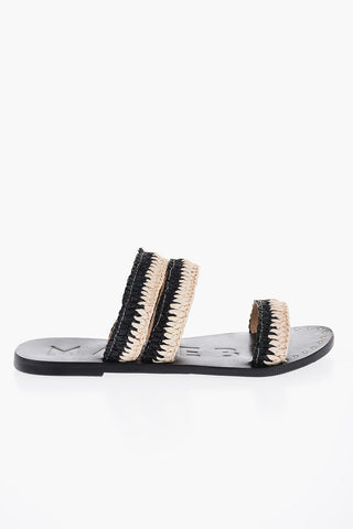 Two-Tone 3-Bands YACATA'N Raffia Sandals