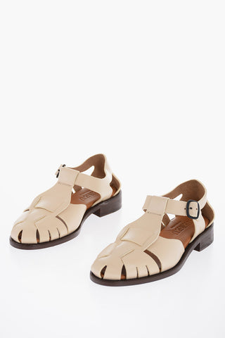 Round-Toe Leather PESCA Fisherman Sandals with Cut-Out Details