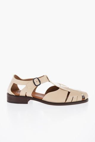 Round-Toe Leather PESCA Fisherman Sandals with Cut-Out Details