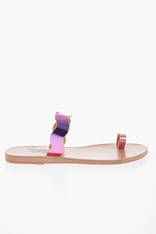 Laminated Effect Leather THASOS Thong Sandals