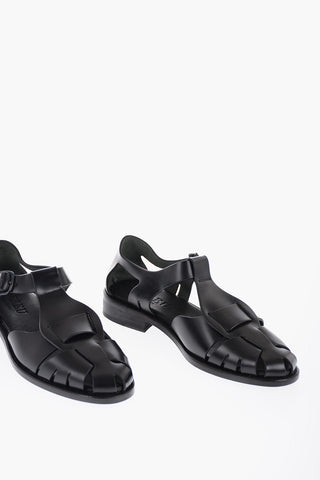 Round-Toe Leather PESCA Fisherman Sandals with Cut-Out Details
