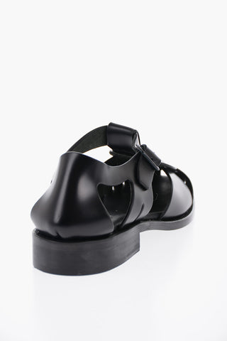 Round-Toe Leather PESCA Fisherman Sandals with Cut-Out Details