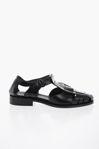 Round-Toe Leather PESCA Fisherman Sandals with Cut-Out Details