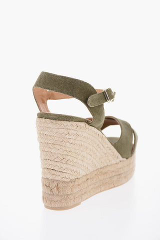 Organic Cotton BLAUDELL Ankle-Strap Espadrilles with Wedge 11cm