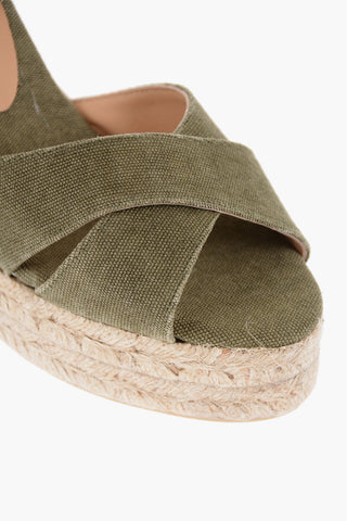 Organic Cotton BLAUDELL Ankle-Strap Espadrilles with Wedge 11cm
