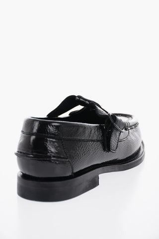 Mocassini T-Strap ALBER in Pelle Lucida Increspata