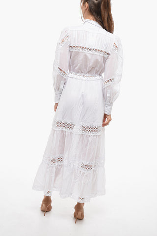 Perforated Details Flared Shirt Dress