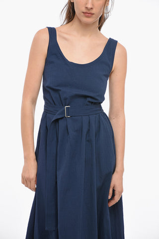 Abito Effetto Waffle a Schiena Scoperta con Volant
