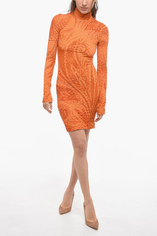 Stretch Fabric Jacquard Minidress