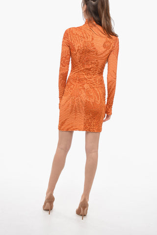 Stretch Fabric Jacquard Minidress