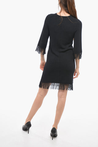 Knitted CELLA Maxi Dress with with fringes