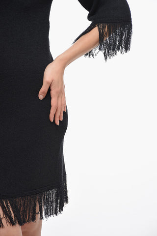 Knitted CELLA Maxi Dress with with fringes