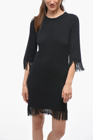 Knitted CELLA Maxi Dress with with fringes
