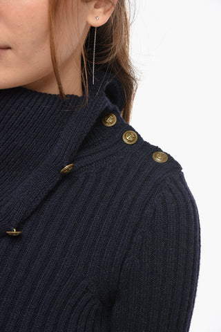 Abito in Maglia a Coste a Collo Alto