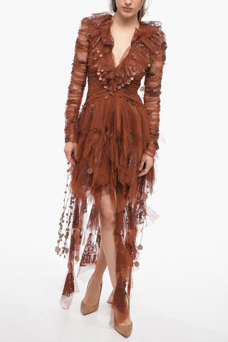 Abito in Tulle con Volant e Dettaglio Glitterato