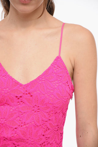 Floral-Lace Slip Dress with Ruffled-Hem