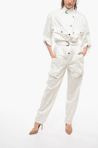 Satin Cotton FLORINE Jumpsuit with Belt