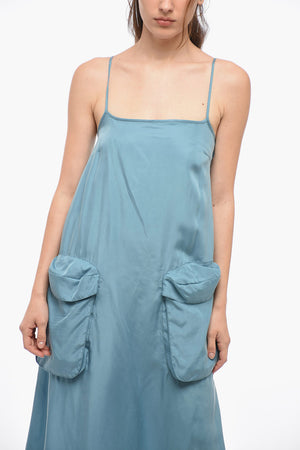 Maxi Dress con Tasche a Toppa e Spaghetti Strap