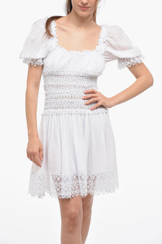 Vestito MELISSA In Cotone con Dettagli in Pizzo Macrame'