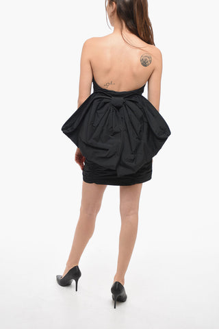 Strapless Draped Mini Dress with Maxi Bow