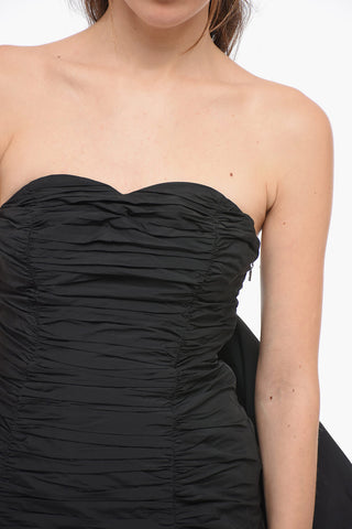 Strapless Draped Mini Dress with Maxi Bow