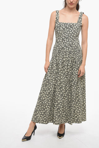 Silk Taffeta Corset Dress with Floral Print