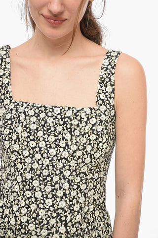 Silk Taffeta Corset Dress with Floral Print