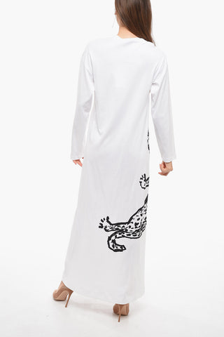 Tiger-printed Kaftan Dress with Deep Neckline