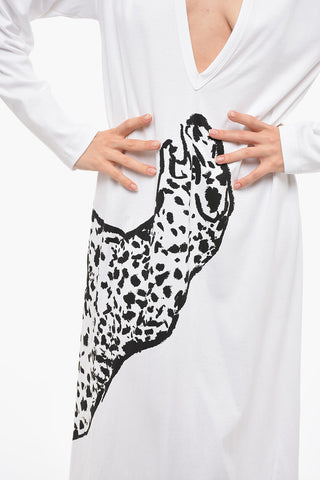 Tiger-printed Kaftan Dress with Deep Neckline
