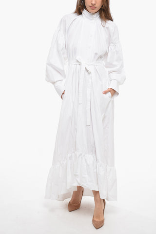 Belt Cotton Popeline Maxi Shirt Dress