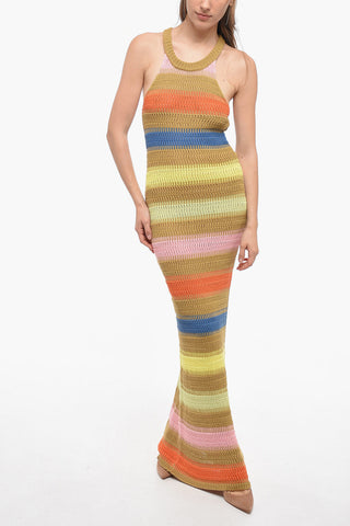 Multicolor Striped Knitted Maxi Dress