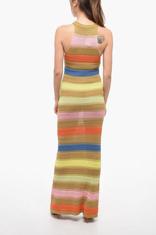 Multicolor Striped Knitted Maxi Dress