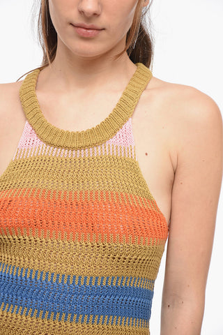 Multicolor Striped Knitted Maxi Dress