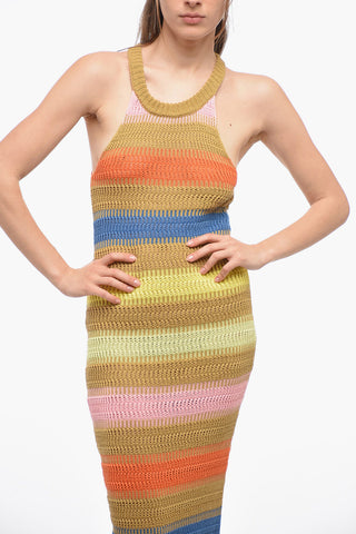 Multicolor Striped Knitted Maxi Dress