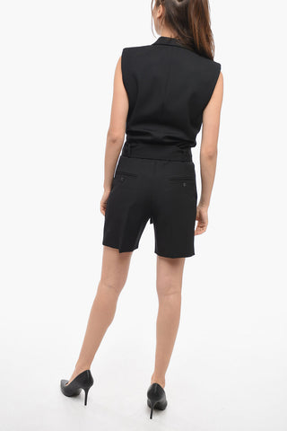 Jumpsuit Smanicato con Design a Giacca e Cintura