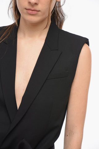 Jumpsuit Smanicato con Design a Giacca e Cintura