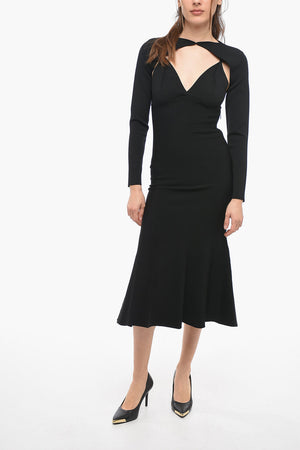 Evening Maxi Dress with Cut-Out Details and Shoulder Cover