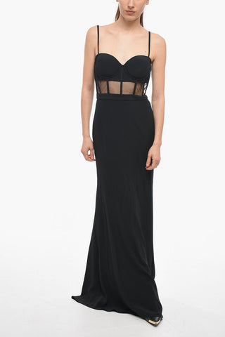 Evening Bustier Dress with Semi-sheer Detail