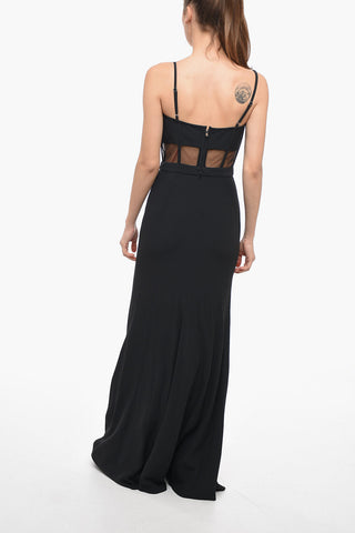 Evening Bustier Dress with Semi-sheer Detail