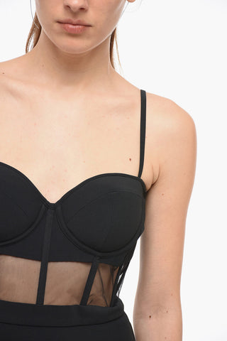 Evening Bustier Dress with Semi-sheer Detail