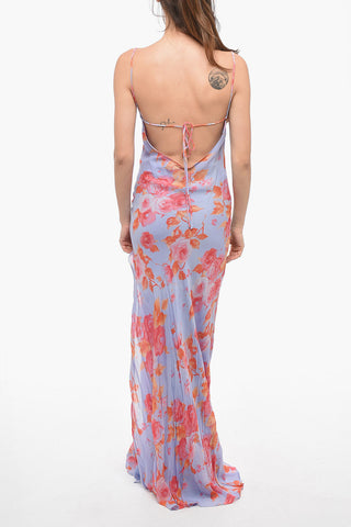 Floral A-line Dress with Draped Neckline