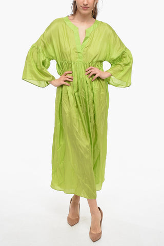 V-Neck Solid Color Silk MAGGIE Tunic Dress