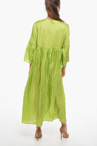 V-Neck Solid Color Silk MAGGIE Tunic Dress