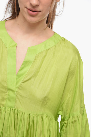V-Neck Solid Color Silk MAGGIE Tunic Dress