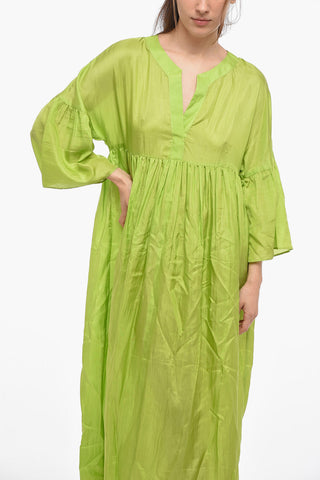 V-Neck Solid Color Silk MAGGIE Tunic Dress
