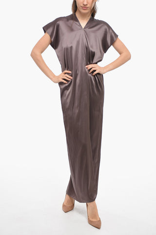 Silk V-neckline Maxi Dress