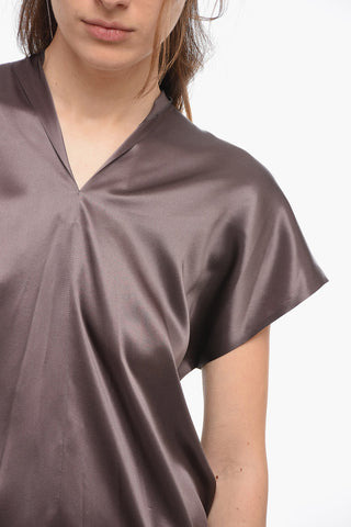 Silk V-neckline Maxi Dress