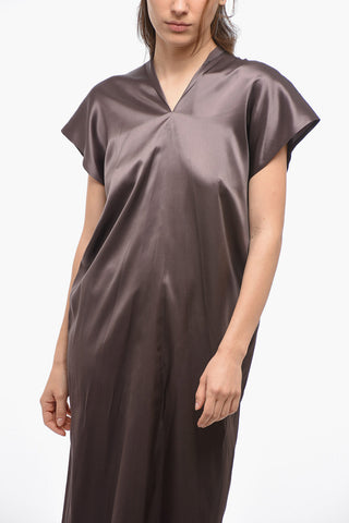 Silk V-neckline Maxi Dress