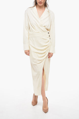 Wrap Midi Dress with Gathered Detail